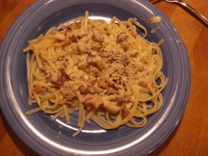 First course: Fettuccine in mushroom lemon cream sauce