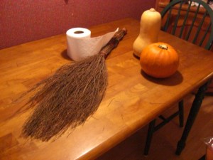 Squash and Pumpkin contemplate Halloween mischief.